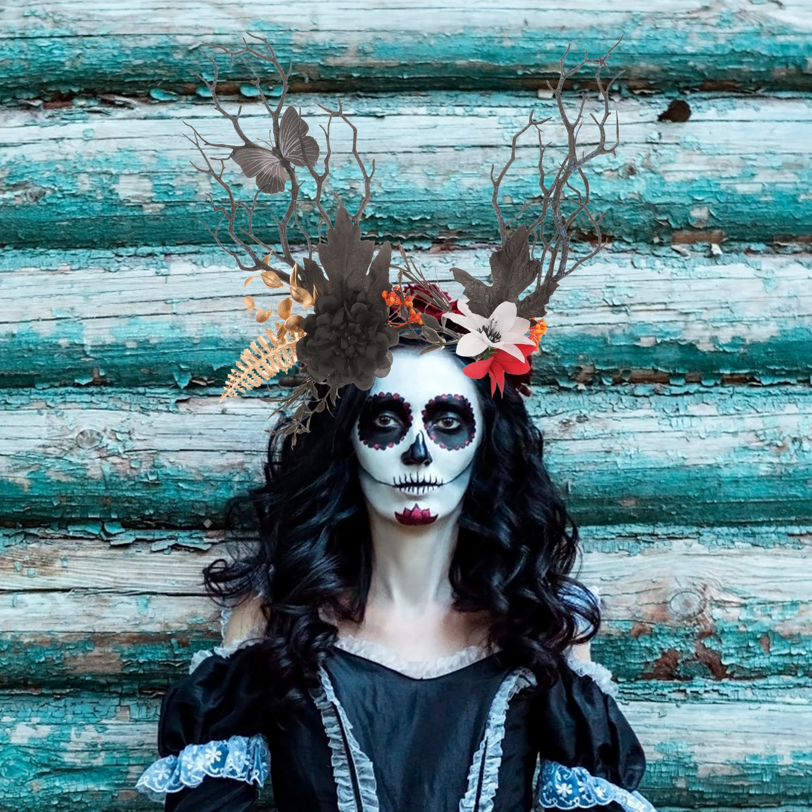 

Headb Simulated Flower Women Hair Accessory Party Festival Cosplay Deer Horn Headb s Headdress Hair Decor
