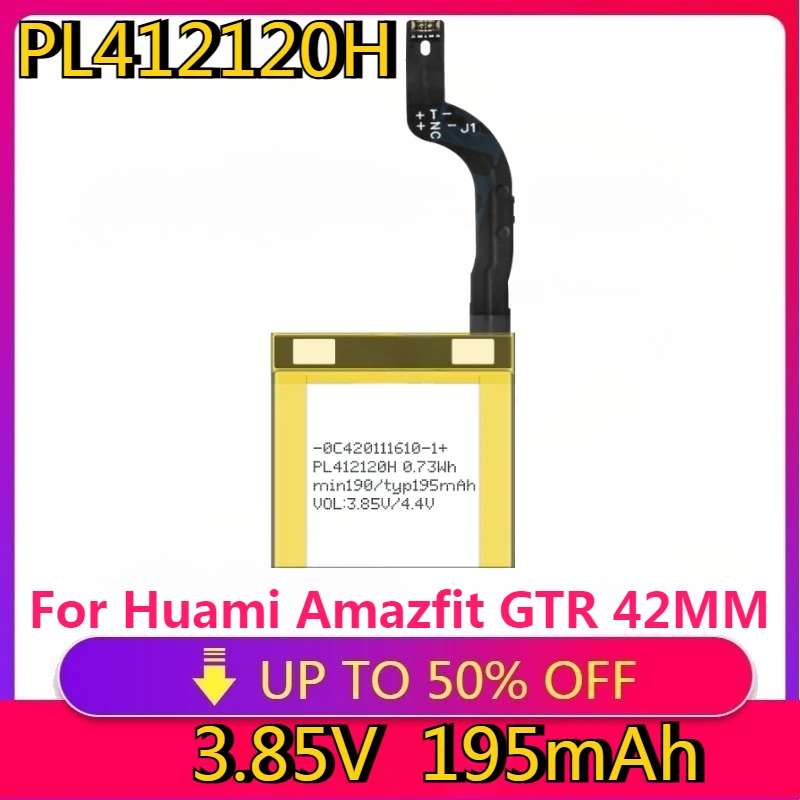 

New High Quality Replaceable PL412120H for Huami Amazfit GTR 42MM 195mAh PL412120H Battery Replacement Smart Watch Battery