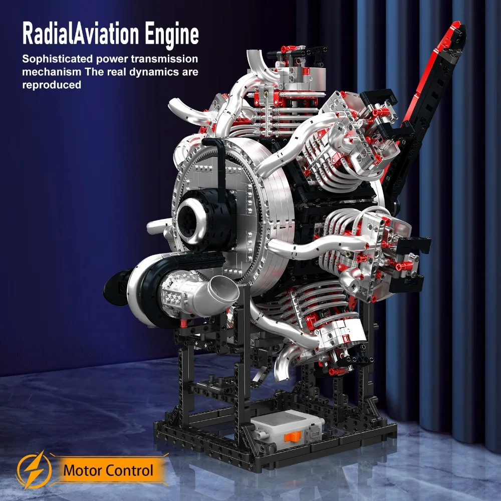 Mould King 10233 Model Silnika Radialnego Zestaw Konstrukcyjny 3089 Elementów Lotnictwo STEM Z Napędem Elektrycznym Dla Dzieci Dorosłych Kreatywny Prezent