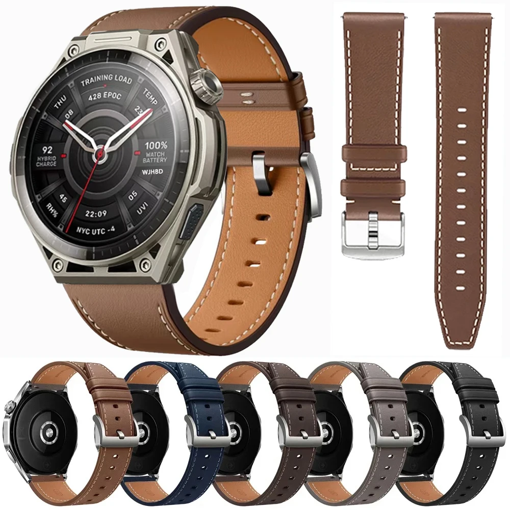 Bracelet en cuir 20 22mm pour Huami Amazfit BALANCE 3 2/Ultra Smar Watch Band Amazfit Bip Max Bip6 5 UNITY GTR4, bracelets souples