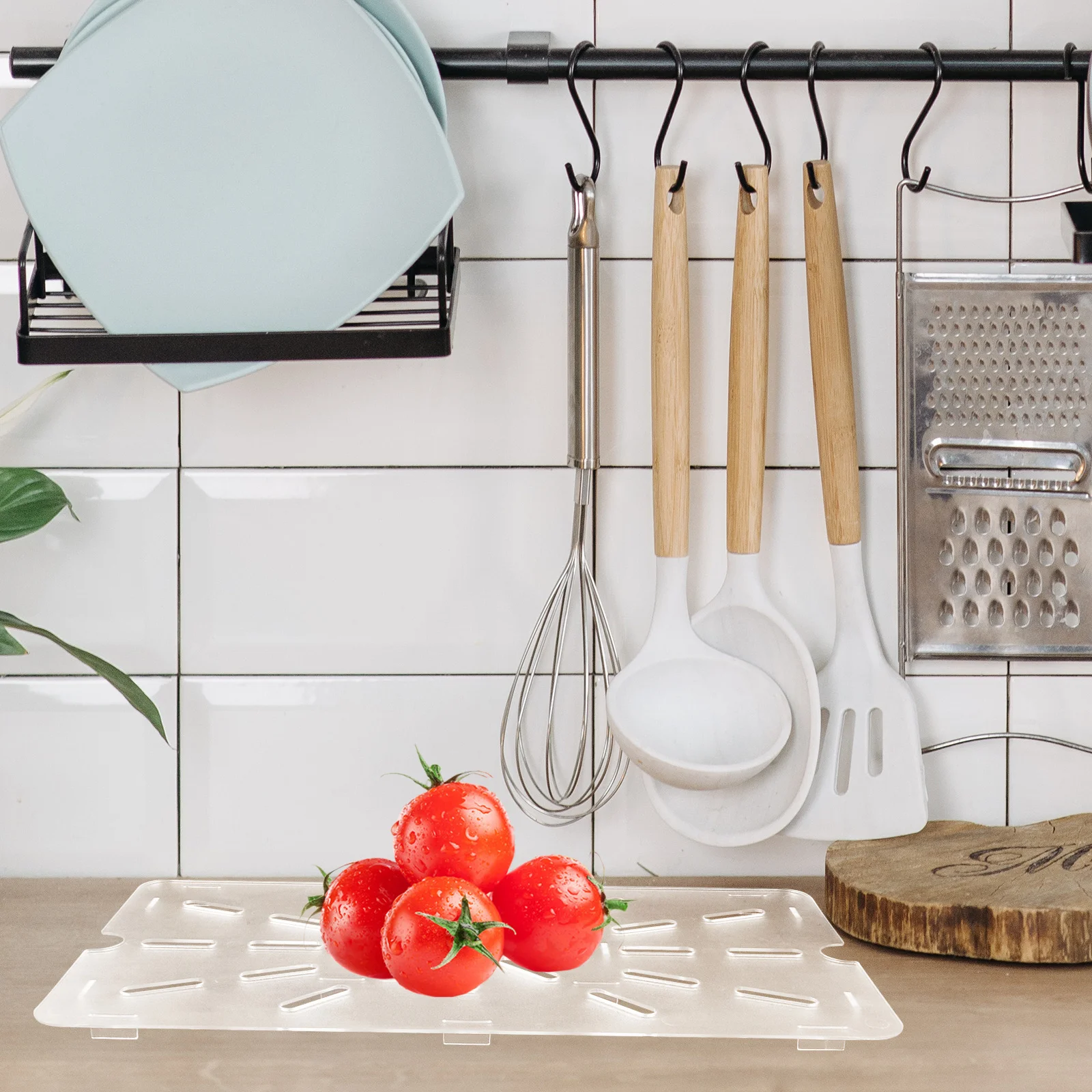 

Acrylic Draining Board for Kitchen Sink with Nonslip Design Large Capacity Dish Drying Rack Over Sink Storage Organizer Utility