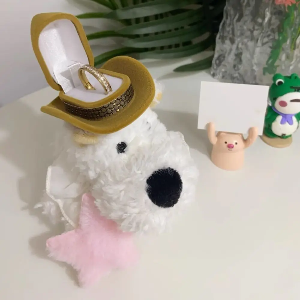 

Kawaii Display Plush Puppy Doll Ring Box Plush Stuffed Wedding Ring Case Cartoon Cute Couple Rings Holder Valentine's Day Gift