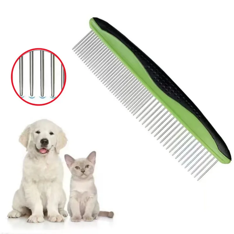 Dog Comb Stainless Steel Dog Brush Combs for Dogs Hair Knot Opening Massage Cat Brush Pet Grooming Portable Comb Cleaning Tools