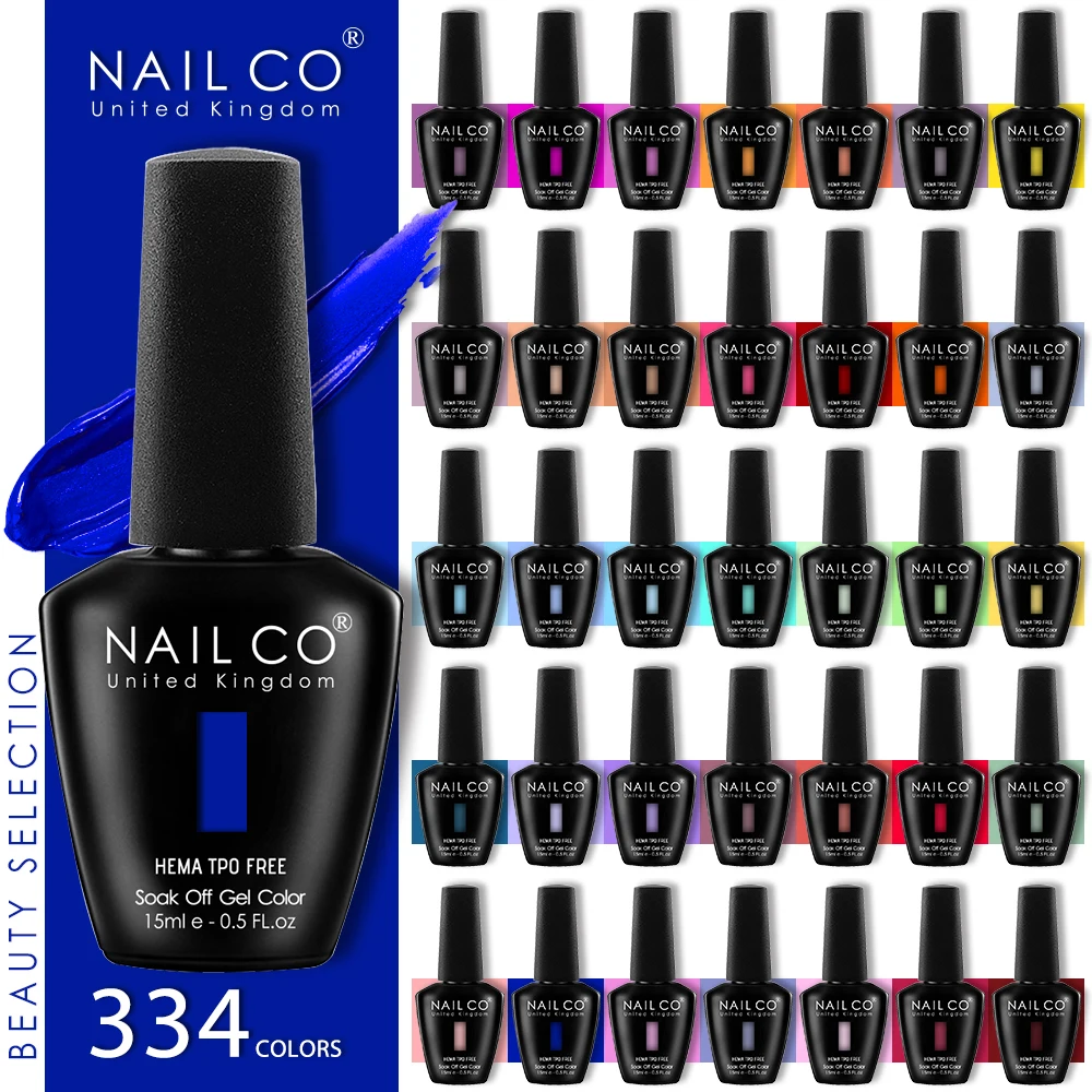 

NAILCO 15ml Black Series Nail Gel Polish HEMA TPO FREE Blue UV Gel Varnish Nude Red Soak Off Semi Permanent UV Nails Gel Varnish