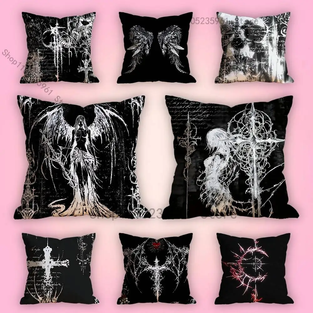

Gothic Cyber Sigil Cross Eyes Various Sizes Square Pillow Case For Car Home Bedchamber Decor Custom Valentine gift