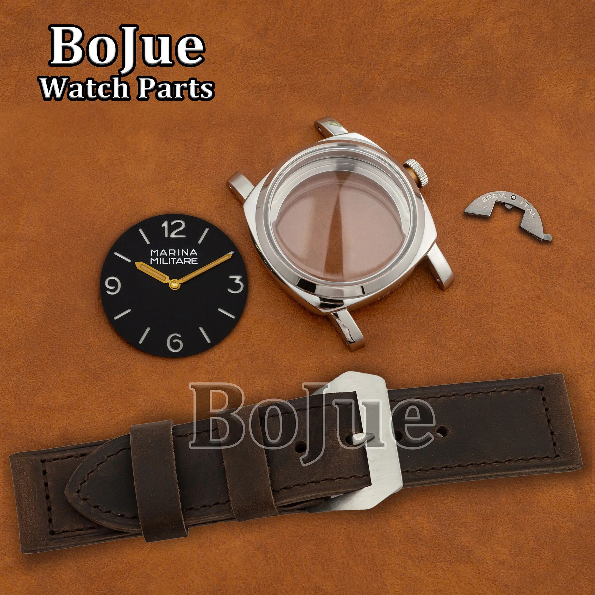 

47mm 316 stainless steel case for ETA 6497/6498 ST3600/3621 movement 39mm Watch Face Dial Pointers Leather Strap Watch Accessory