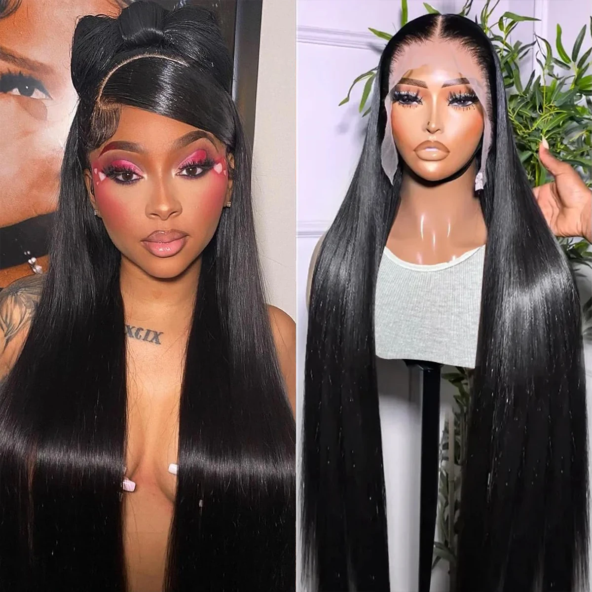 

30-дюймовый прямой парик из человеческих волос, предварительно выщипанные 13x4 HD, кружевные фронтальные парики, натуральный вид, наращивание волос, полный чехол на голову