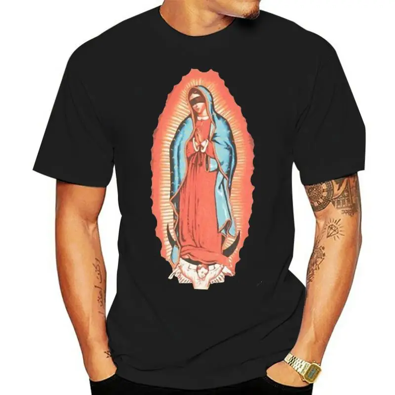 Fashion New Black Scale Virgin Mary Guadeloupe T-Shirt Mens White Blvck Scvle Slogans Customized Tee Shirt