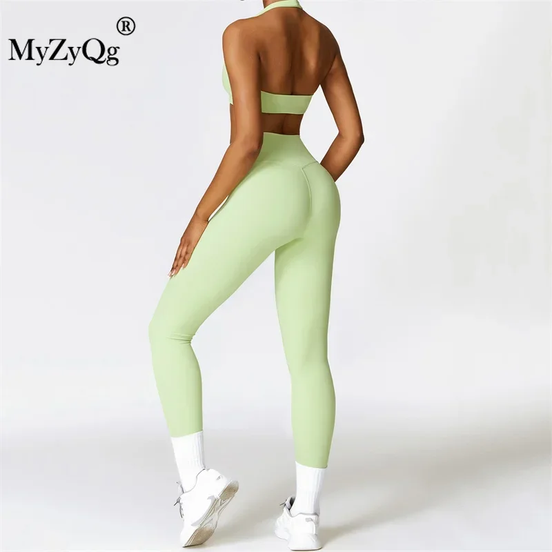 MyZyQg Winter Women Beauty Back Cross Yoga Two-piece Set  Outdoor Running Fitness Vest Quick Dry Tank Top Tight Sports Pant Suit