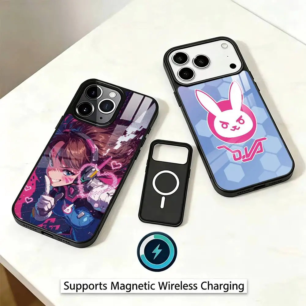 Pop Game Overwatch Fan D.Va Phone Case For iPhone17,16,15,14,13,12,11 Plus,Pro Magnetic Supports Magnetic Wireless Charging