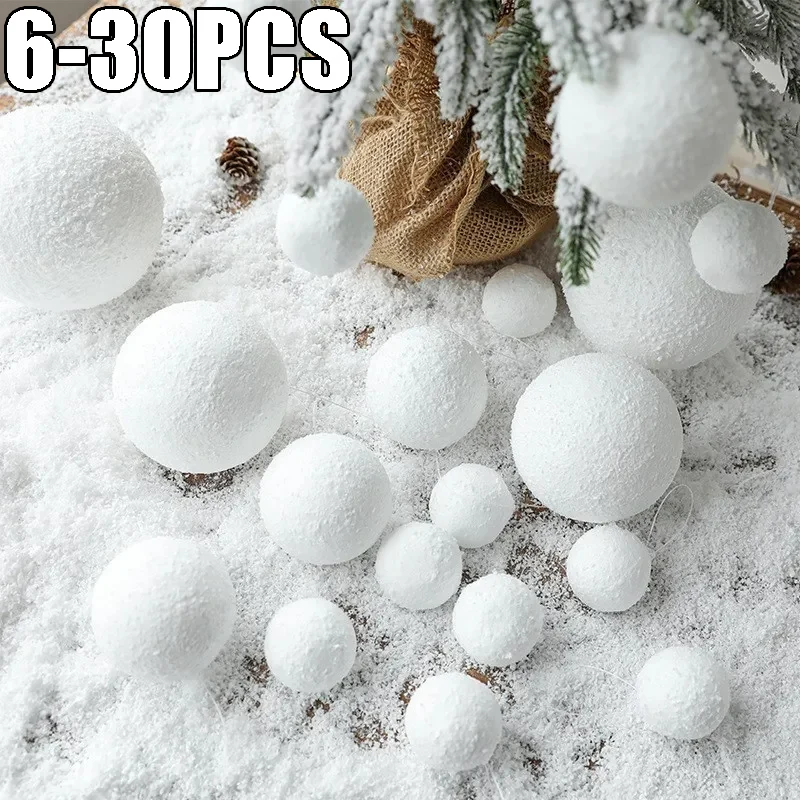 4/8 cm weiße Schaumstoff-Weihnachtskugeln, wiederverwendbar, DIY-Schneeball-Ornamente für Weihnachtsbaum, Zuhause, Veranda, Restaurant, Party-Dekoration