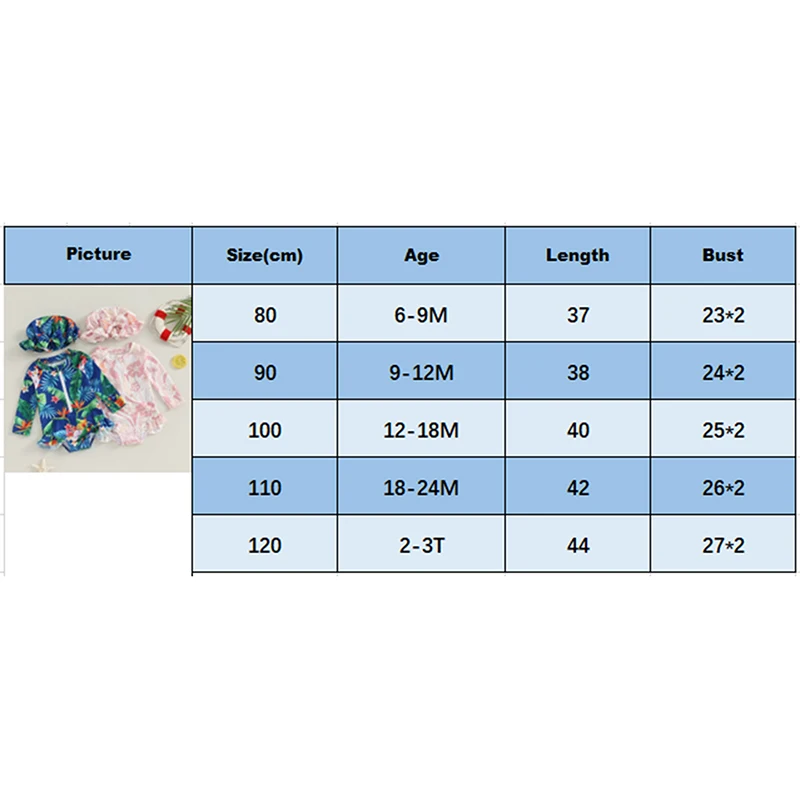 Tregren Toddler Baby Girl Romper Swimsuit with Cap Flower Print Long Sleeve Zipper Ruffle Swimwear Summer Bathing Suit Beachwear