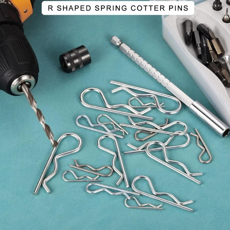 10pcs R Shaped Spring Cotter Pins Steel Hairpin Clips Retaining Rings Assortment set for Stable Hitch Pin Lock DropShipping