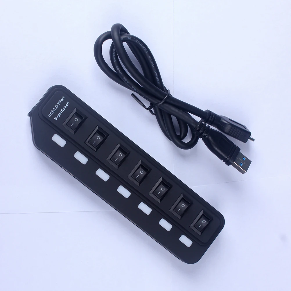 

USB Hub USB3.0 High Speed Extension Black Computer Concentrator Accessories Durable Protection Easy Access Plug Play Extra Port