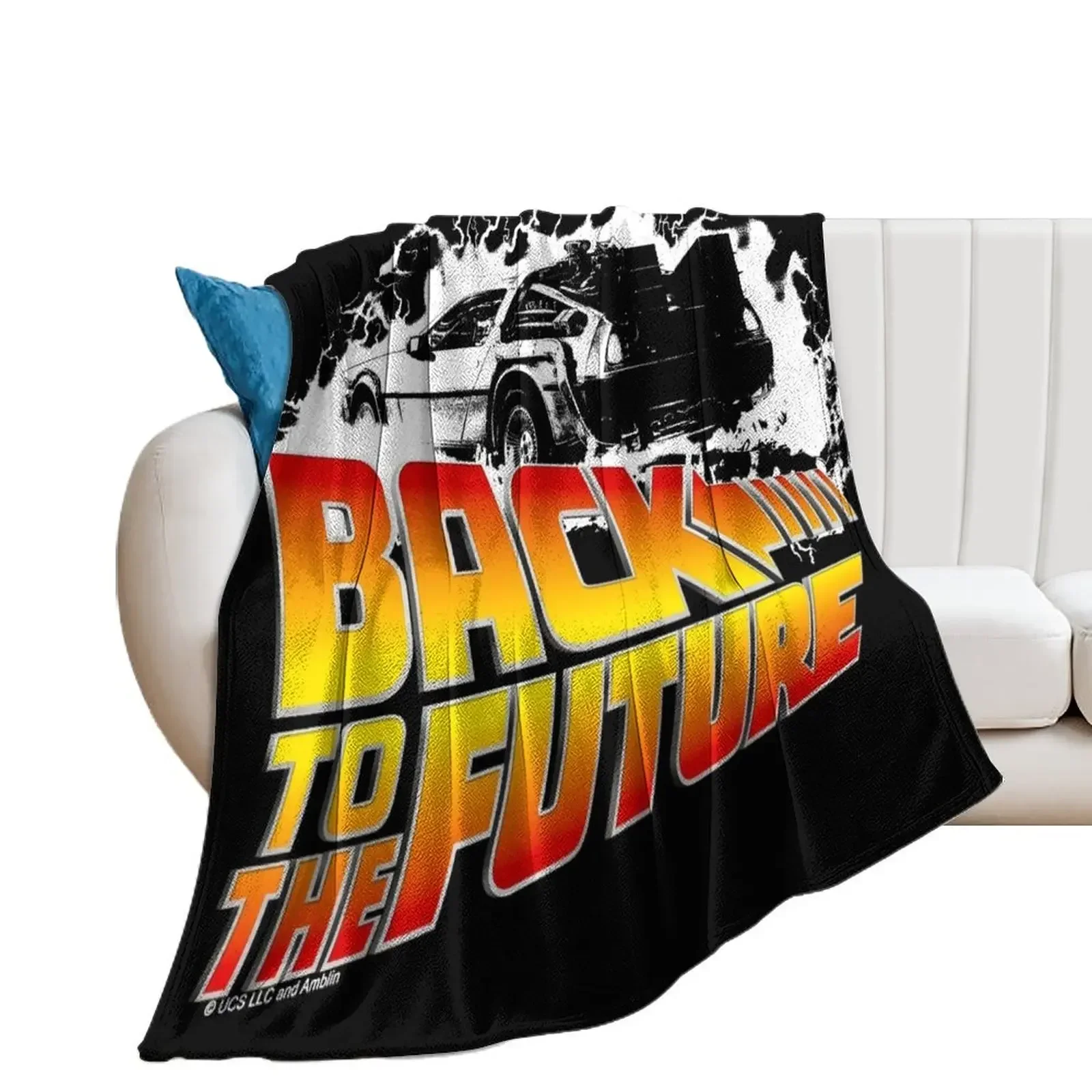 Back to the Future - DeLorean White Stencil Fan Art Throw Blanket bed plaid Quilt blankets ands Bed covers Blankets