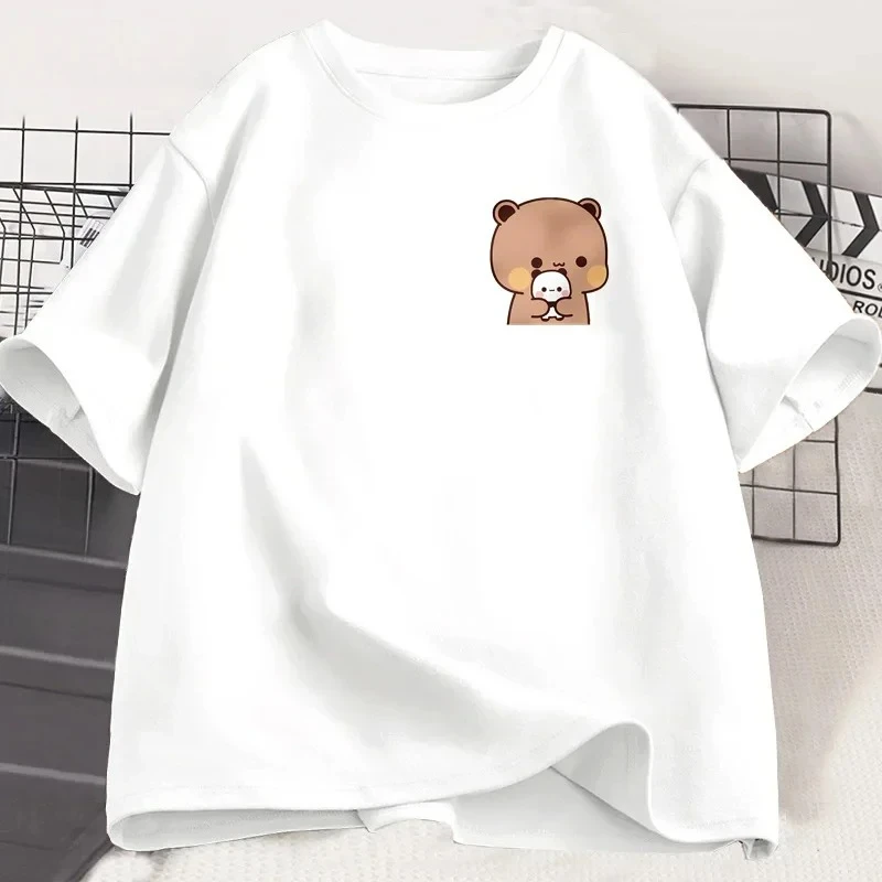 Panda Bubu Dudu und ihre Jungen – T-Shirt, modisches, lustiges Paar-T-Shirt, Damenmode, lässiges T-Shirt mit kurzen Ärmeln, Kleidung. – Detail 6