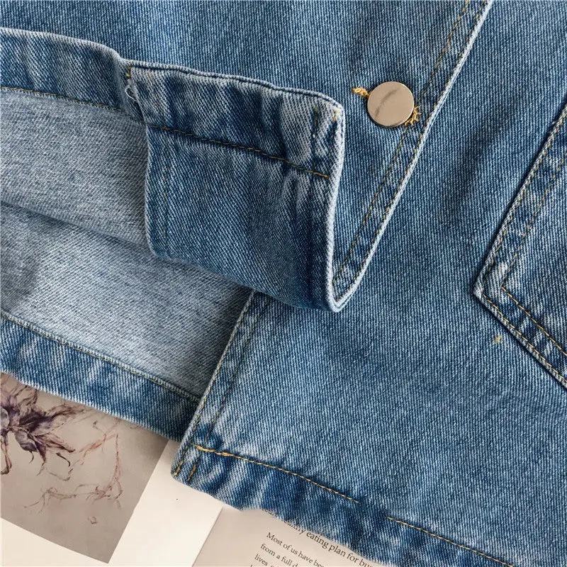 Shirts Women Denim College All-match Design Summer Ladies Trendy High Quality Solid Retro Korean Style Simple