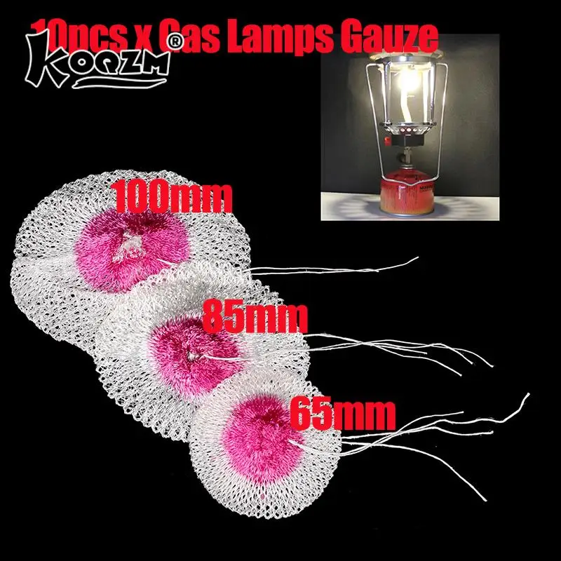 10pcs 65/85/100mm Gas Lantern Mantle Kerosene Gas Lamp Cover Durable Mesh Mantle