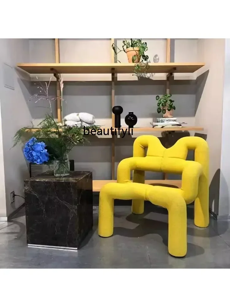 Customized Nordic Designer Spider Chair Creative Metal Water Pipe Shaped Lazy Bone Chair Art Minimalist Casual Couch