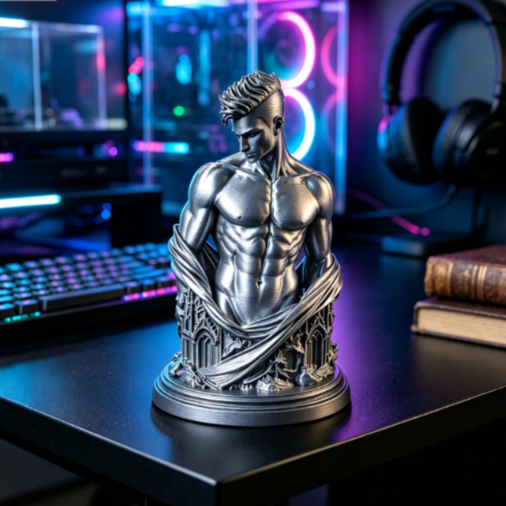 Gothic Muscular Male Bust Statues 3D Printed Modern Male Torso Sculpture Art Figures Ornament Desktop Bookshelf Home Decor Gifts