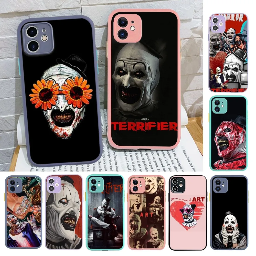 Horror Movie Terrifier Phone Case for iPhone 14 11 12 13 Mini Pro Max 8 7 Plus X XR XS MAX Translucent Matte Cover