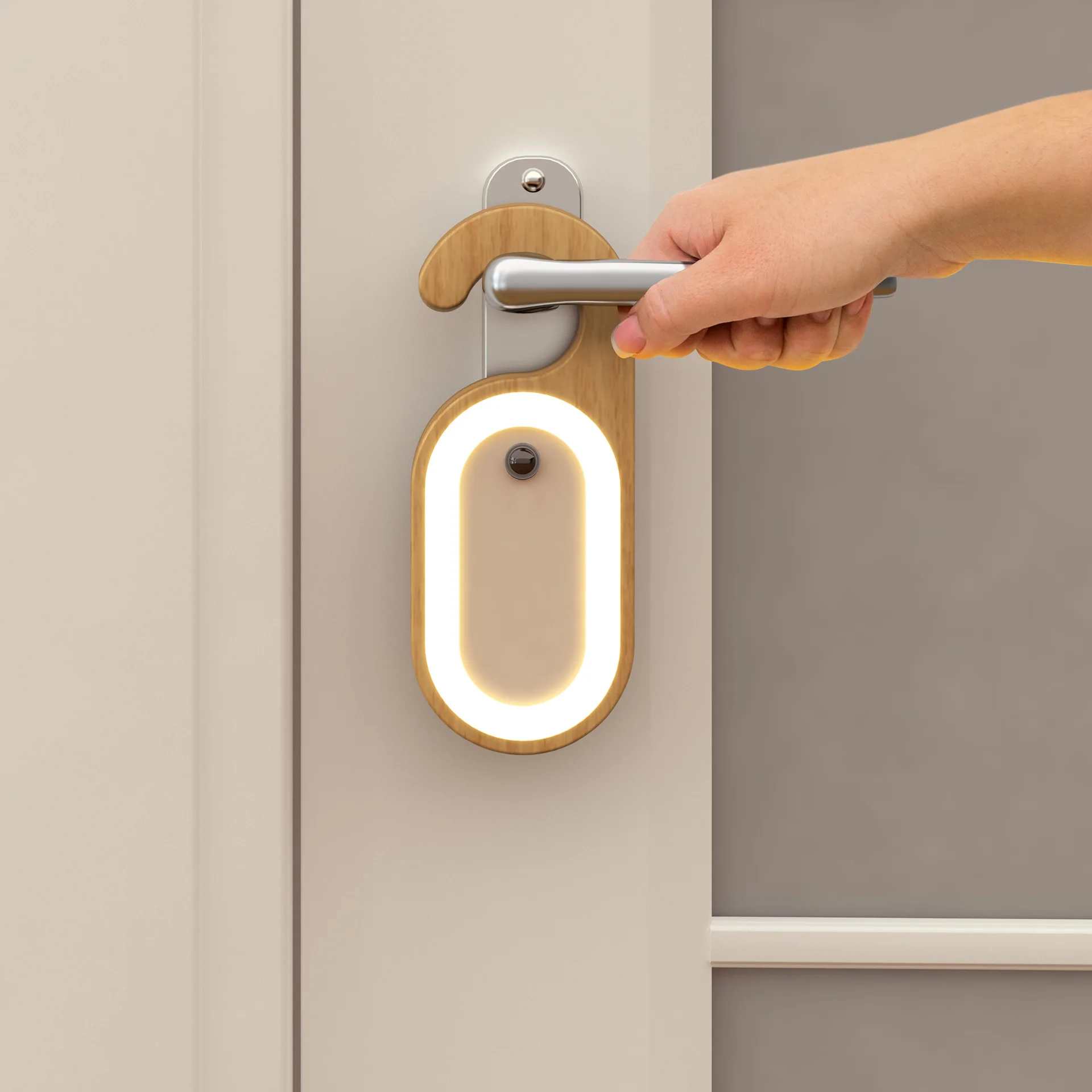 Portable Wooden LED Night Light With Message Area Auto Human Induction Lamp For Entrance Corridor Bedside Lighting