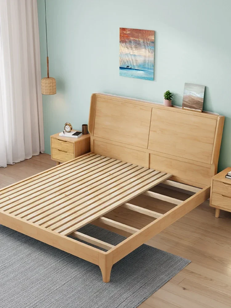 Solid Wood Cloud Bed 1.8 M Double Master Bedroom Marriage Bed Small Apartment 1.5 Modern Simple Silent Style