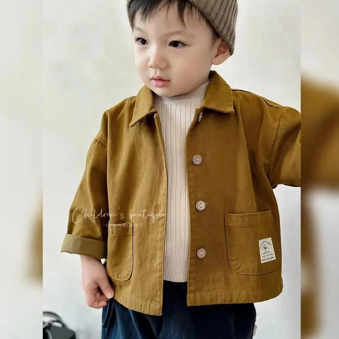 Autumn Toddler Baby Boys Coat Cotton Stickers Long Sleeve Infant Boys Jacket Loose Turn Down Collar Newborn Boys Outerwear Coats