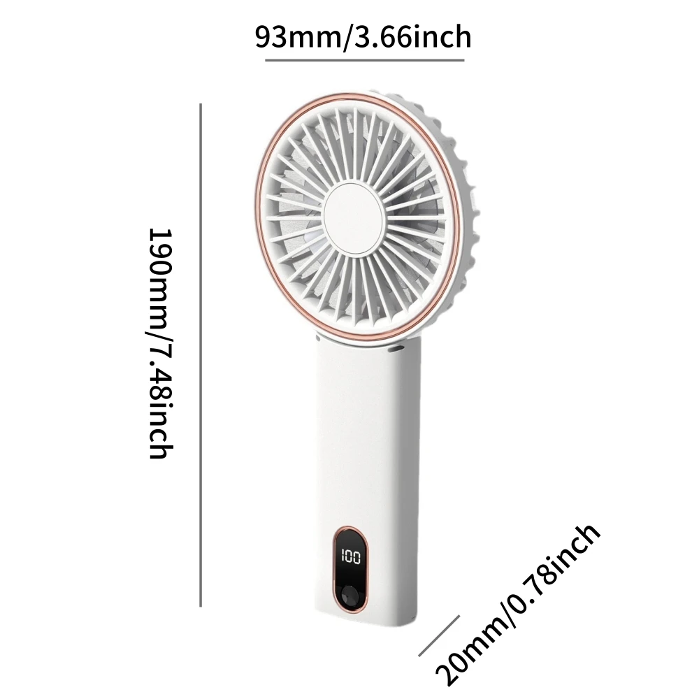 Mini Ventilador Portátil Ultra Slim, Carregamento Portátil USB, Halterneck, Display Digital, Ventilador Dobrável Pequeno de Mesa