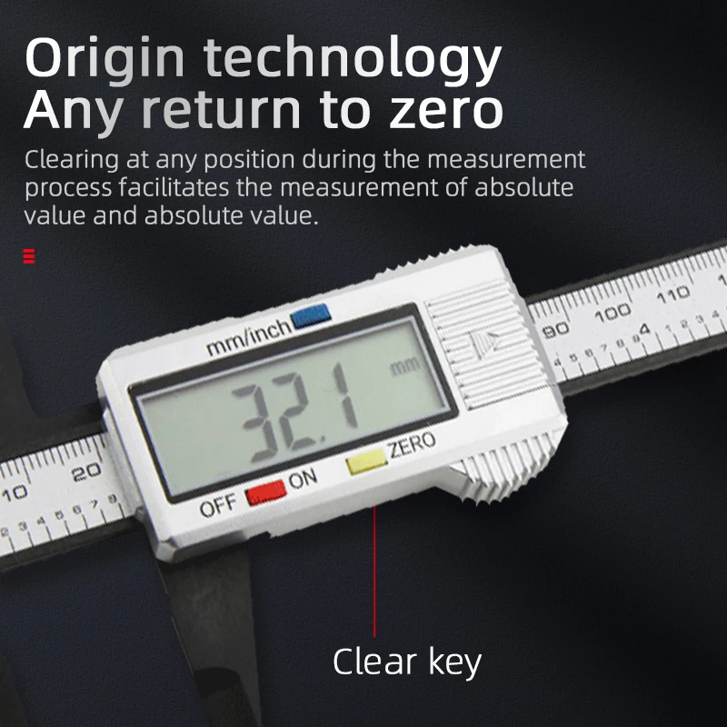 Imagem -03 - Plástico Eletrônico Vernier Caliper Pinças Digital Ferramentas de Medição Ferramenta de Carpintaria Régua Paquímetro de Tela Grande Calibre Digital
