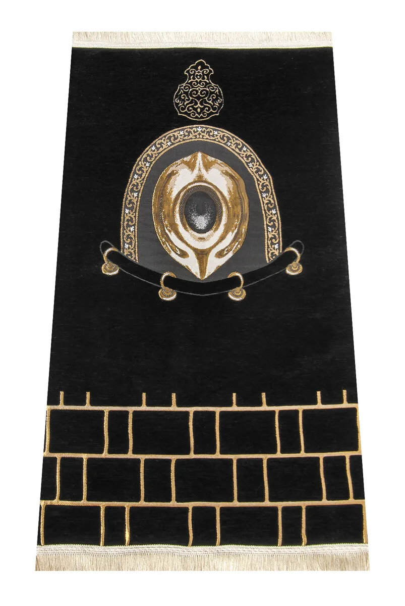 

Hacerül Esved Model Ultra Black Şönil Prayer Prayer 4 Sheet of Muslim Islamic Prayer Mat Holy Quraan Islamic Mats