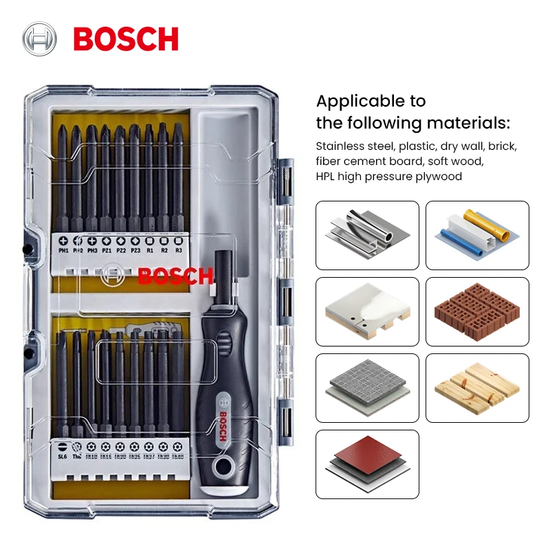 Bosch Screwdriver Bits 37Pcs Kit with 1 Handle S2 Alloy Steel Screwdriver Bits Compatible with Electric Screwdriver and Drills