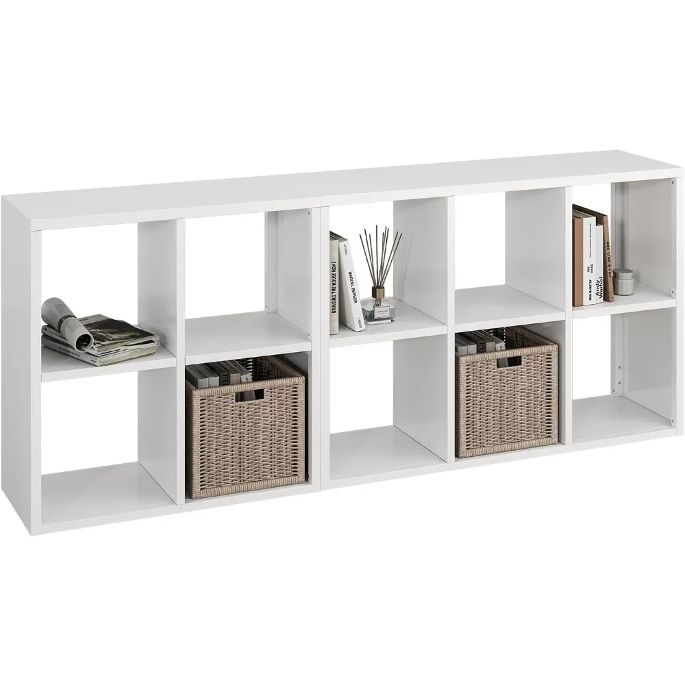 

White Cube Storage Organizer, Metal Short Bookshelf, Modern Small Bookcase with Storage Cabinet, Short Display Cabinet, Small Cu