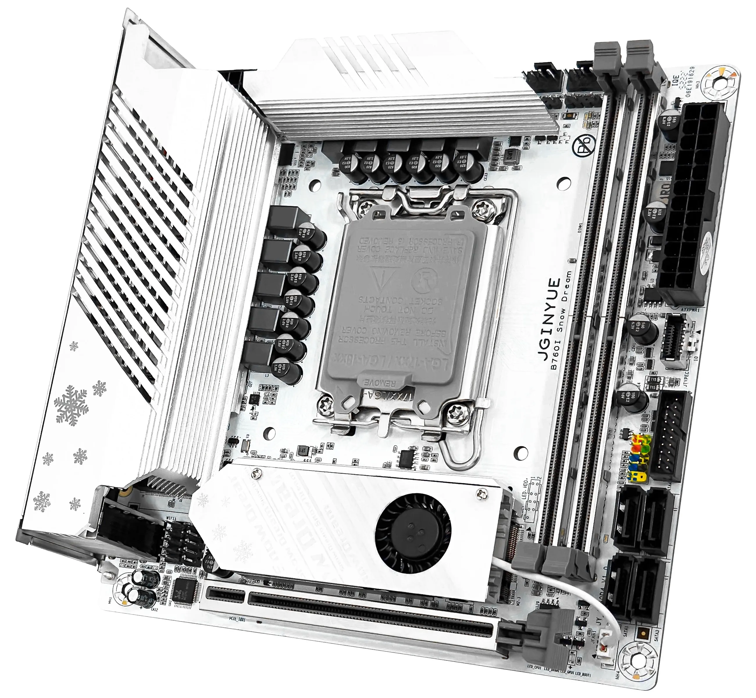 JGINYUE 마더보드, LGA 1700 지지대, 인텔 코어 i3, i5, i7, i9, 12 번째, 13 번째 DDR4 메모리, 새로운 데스크탑 itx B760i-Snow Dream