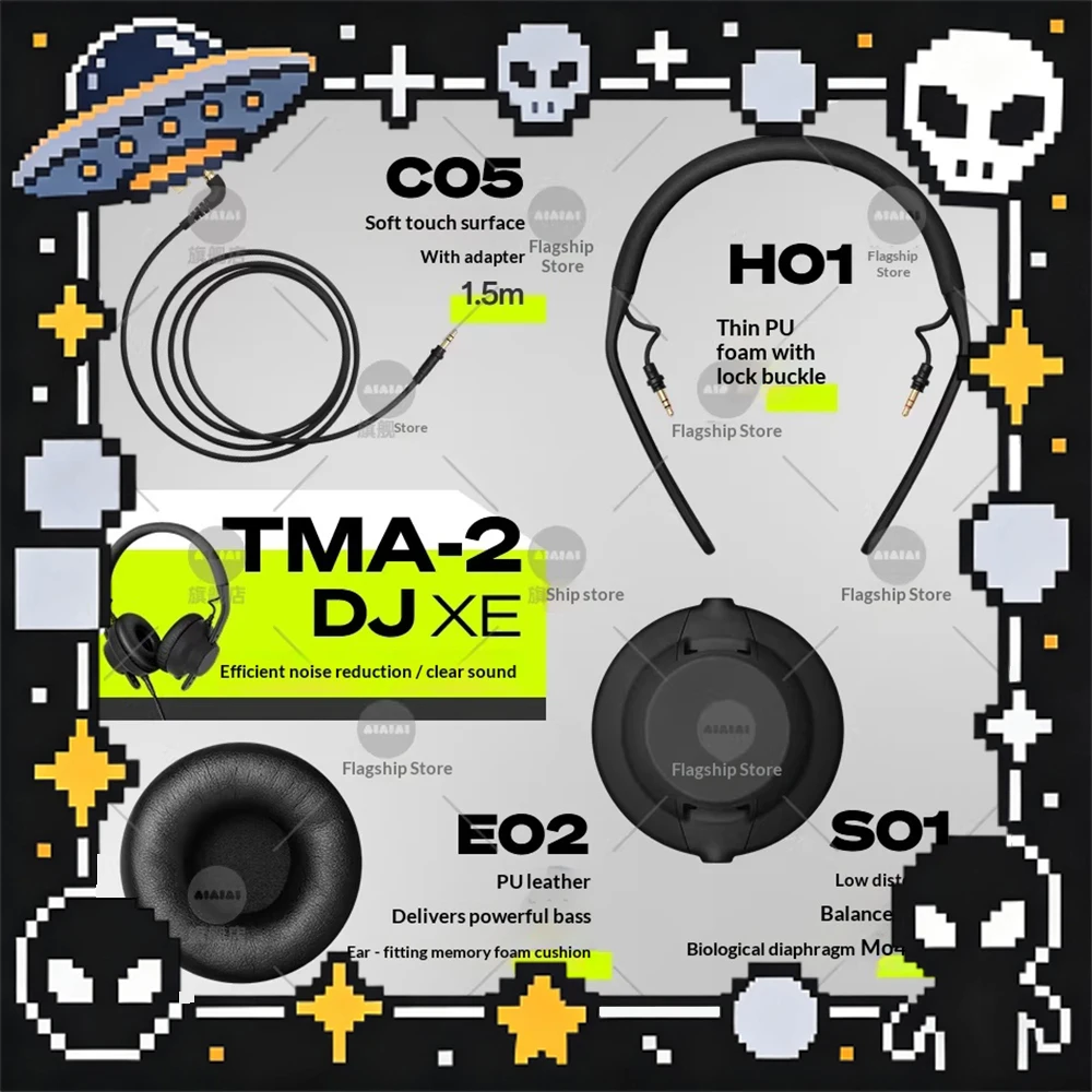 

Наушники AIAIAI DJ XE Monitor с мощным басом и высокой изоляцией шума, диафрагма из биоцеллюлозы, проводные мониторные наушники, нейлоновый материал