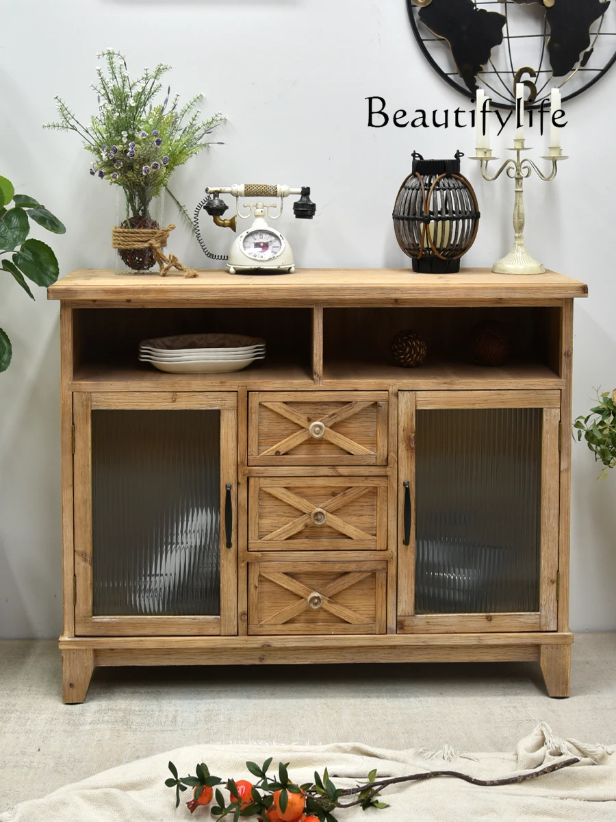 

Nordic Style Solid Wood Simplicity Changhong Glass Sideboard Cabinet