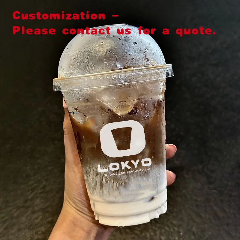 custom.LOKYO Custom 500ml 16oz Disposable Boba Bubble Tea Smoothie Cups PET Iced Coffee Cold Drink Plastic Cups with