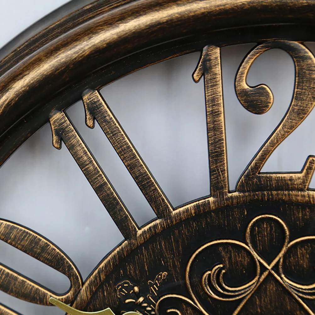 

1PC Wall Clock European Style Hollow Hanging Clock for Living Room Office Bar Home Decor No (Yellow)