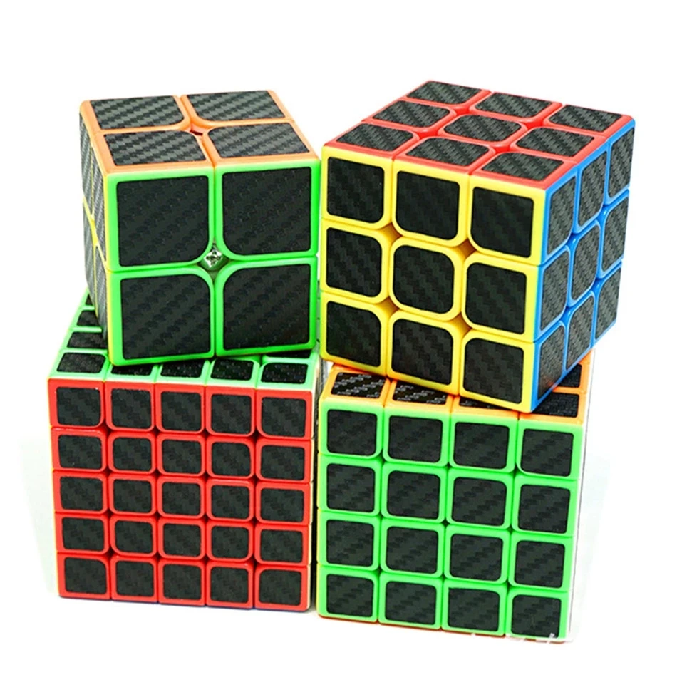 MFJS Moyu Carbon Fiber Sticker Magic Cube 2x2 3x3 4x4 5x5 Magic Cube  Pyrimid SQ1 Skew Megaminx Cubo Magico For Children Kids Gi