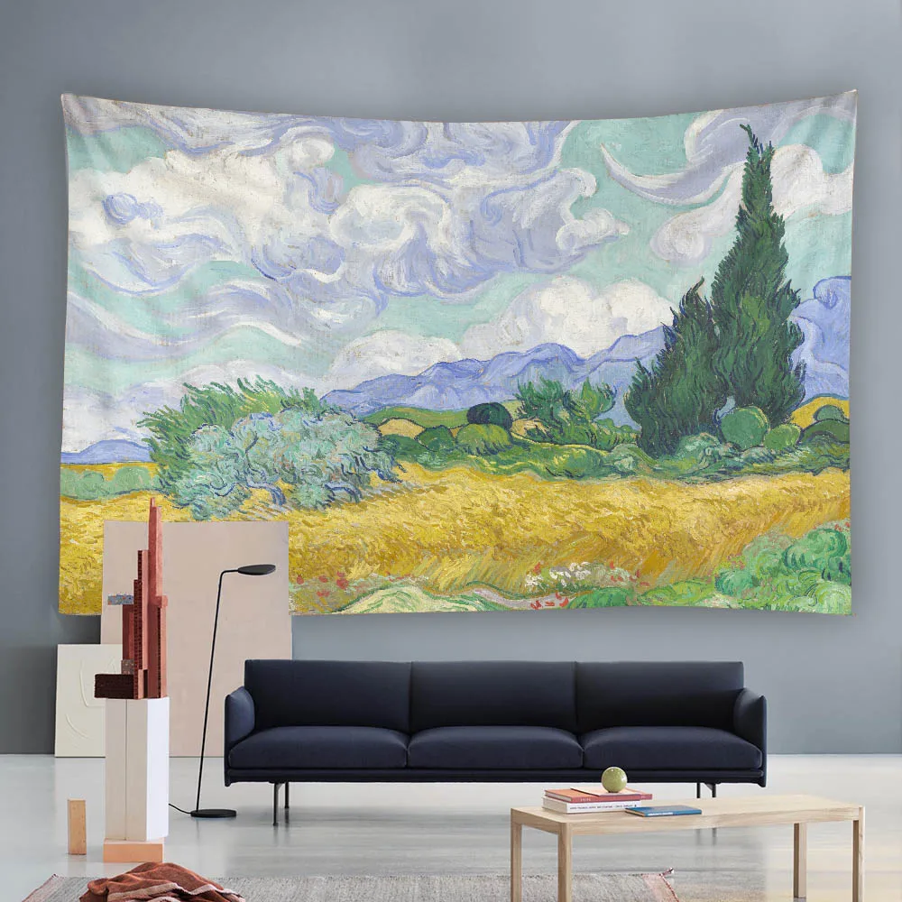 

Van Gogh oil paintings tapestries multiple patterns multiple sizes home decoration wall hanging, aesthetic art background cloth