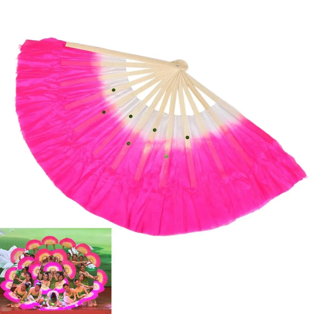 Veil Party Supplies Half Circle Silk Chinese Folk Art Short Bellydance Fan Yangko Dance Fan Rose Silk Veil Fan Belly Dance Fans