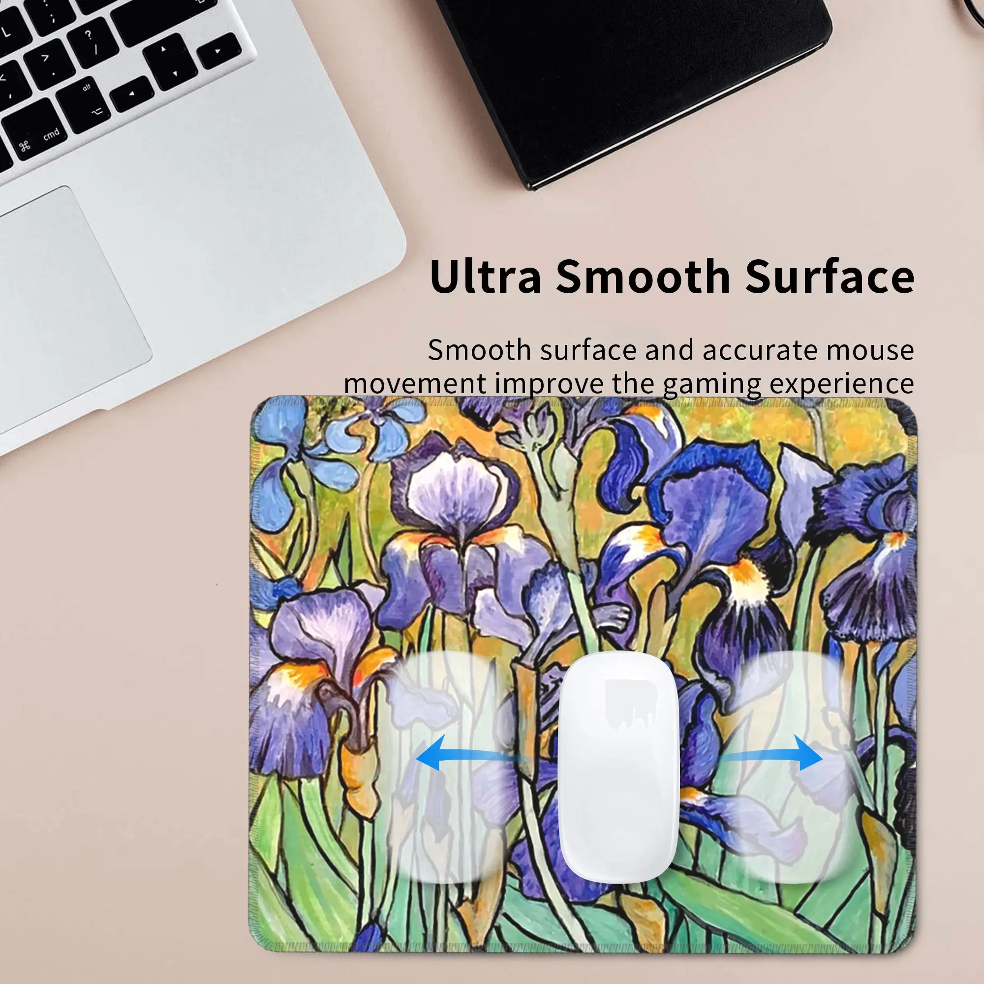 Van Gogh Irises Oil Painting Art Mouse Pad Computer Keyboard Mouse Mat Gaming PC Laptop Desk Mat Office Accessories Table Mats