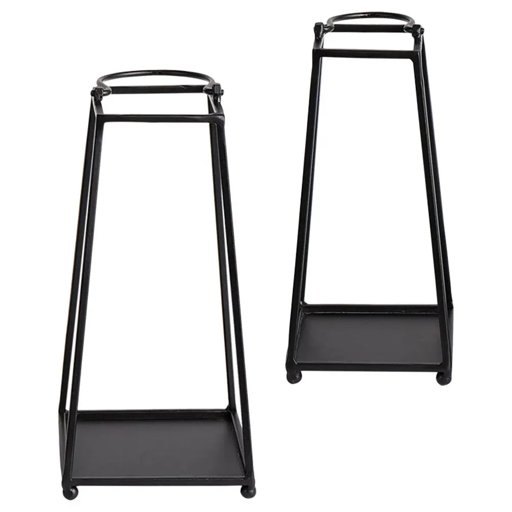 

2Pcs Vintage Iron Holder Cage Design Sturdy Stable Metal Candlestick Decorative Holder for Home Table Desktop Romantic