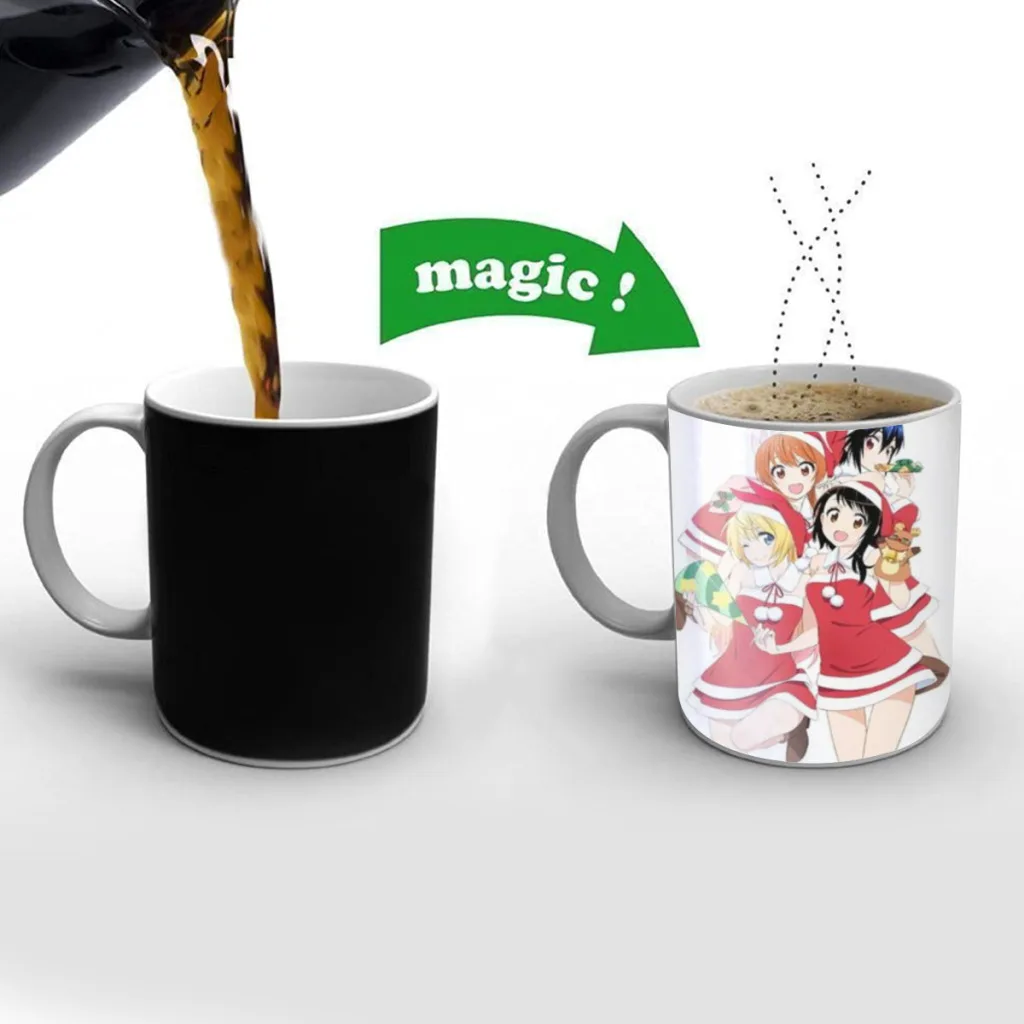 Pseudo Love Anime Coffee Mugs Creativ Color Changing Milk Tea Cup Ceramic Magic Heat Sensitive Mug Gifts