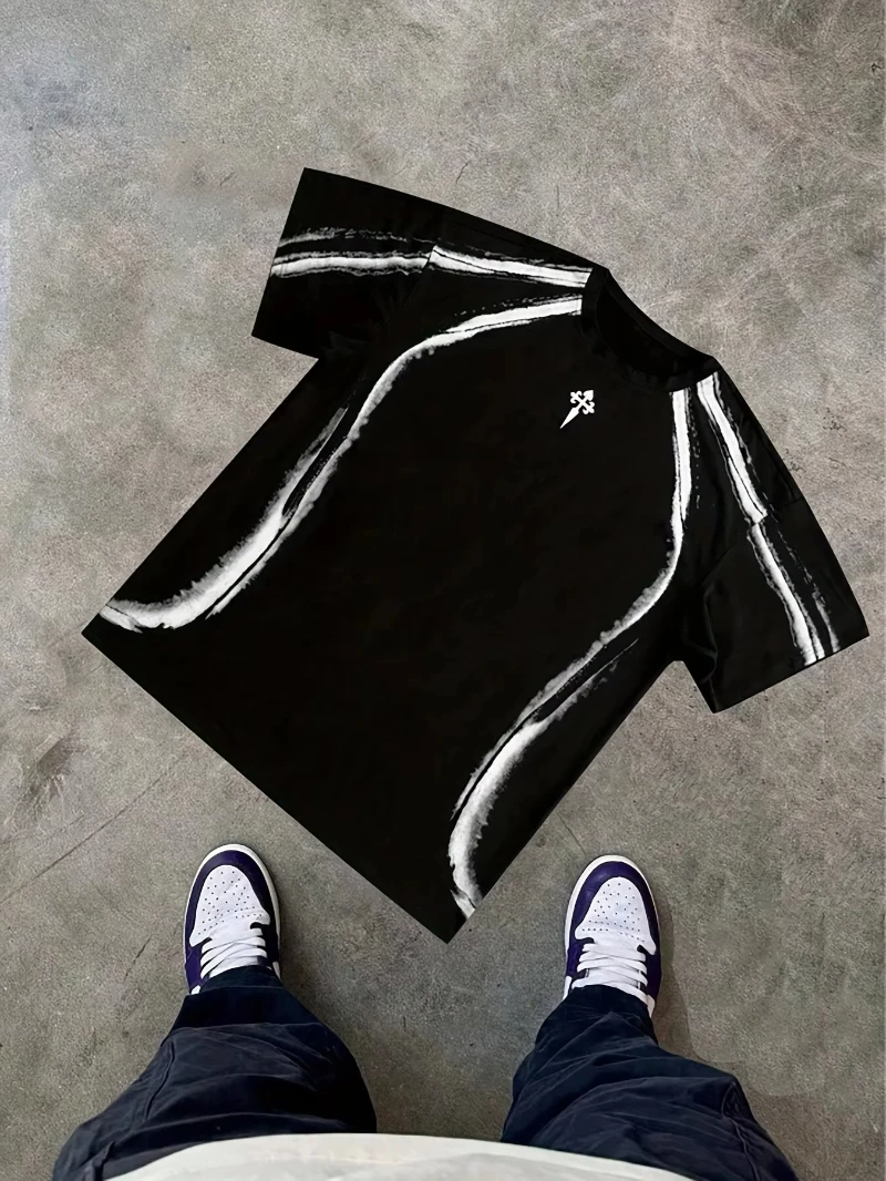 

Summer new retro printed street fashion casual comfortable soft and skin-friendly men's T-shirt