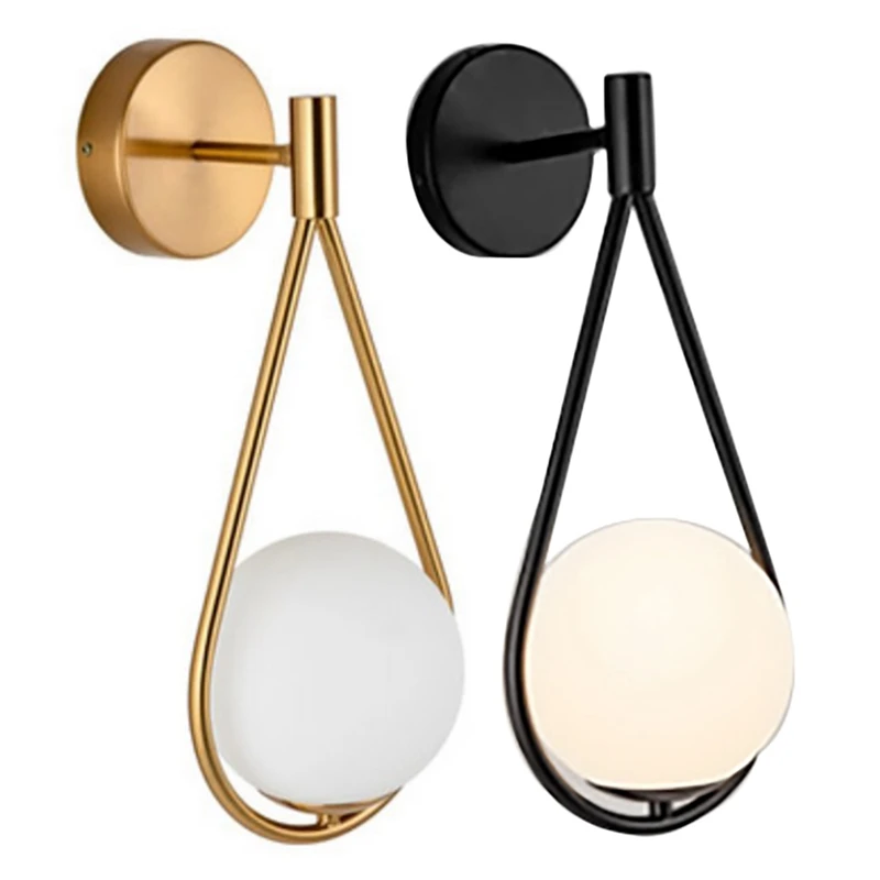 

Fashion Modern Lighting Bathroom Indoor Round Light Fixture Living Room Metal Wall Lamp Bedside Glass Wall Lamp