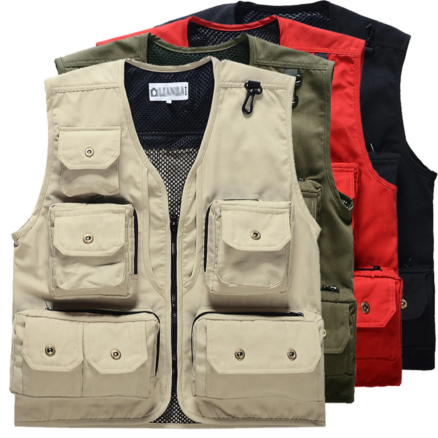 

Outdoor Photography Vest Printed Advertising Work Clothes Volunteer Multi-Pocket Men's Canvas Fishing Vest