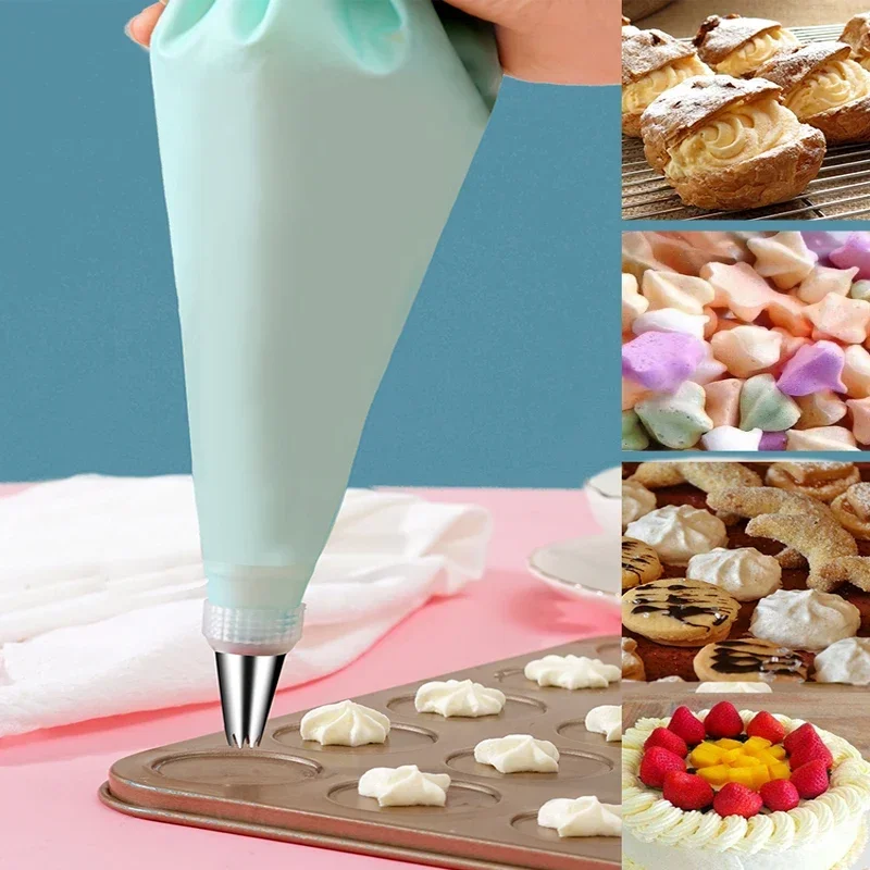 5 Size Large Confecionery Piping Bags Pink Resuable Pastry Bags For Kitchen Cake Decoration Tools DIY Cookie Baking Accessories