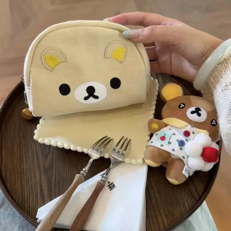 

Кошелек Rilakkuma с вышивкой Y2K, сумка через плечо, кавайная милая бархатная сумка в стиле ретро на молнии для девочек, сумка для хранения большой емкости, новинка