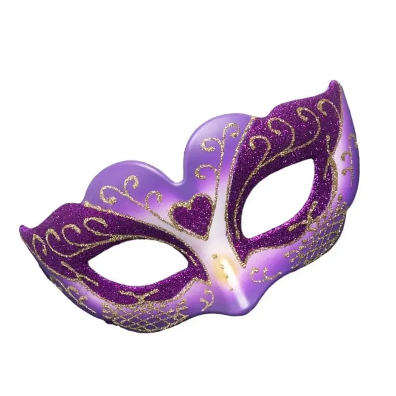 652F Dziewczęce dziewczęta weneckie pół twarzy maska ​​brokat Mardi Gras Maska na maskaradę o tematyce vintage